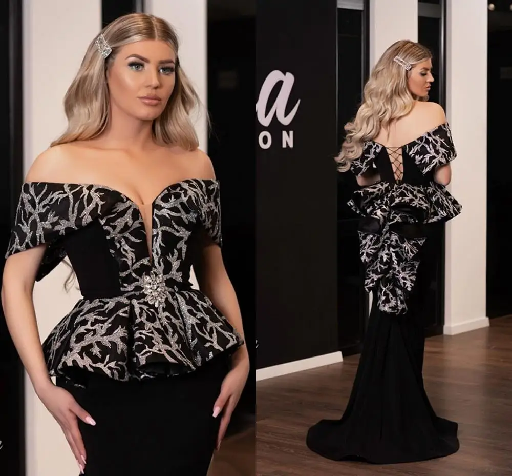 Aso Ebi 2019 арабские черные сексуальные вечерние платья милое кружевное платье с