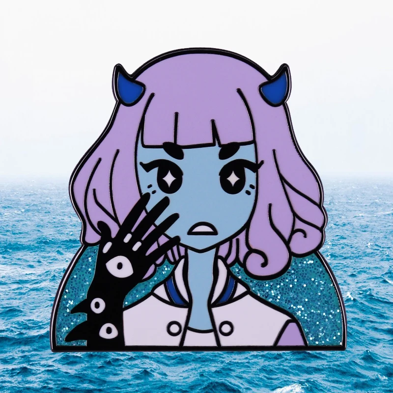 Эмалированная брошь в виде милой демонической школьницы с глазами дьявола|Броши|