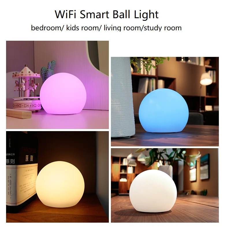 저렴한 와이파이 RGB LED 야간 조명 밝기 조절 LED 파티 조명 스마트 앰비언트 라이트 음악 동기화 800mAh 배터리 Alexa 및 Google 호환