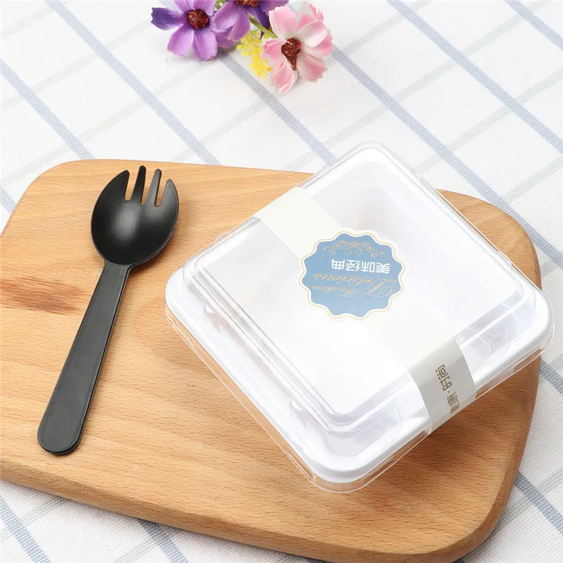 Белый черный пластиковые контейнеры для еды одноразовые фрукты ДЕСЕРТ КРЕМ хлеб