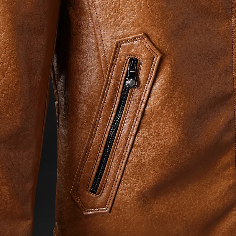 Мужская куртка на утином пуху из искусственной кожи зимняя размера плюс M-3XL 2019 |