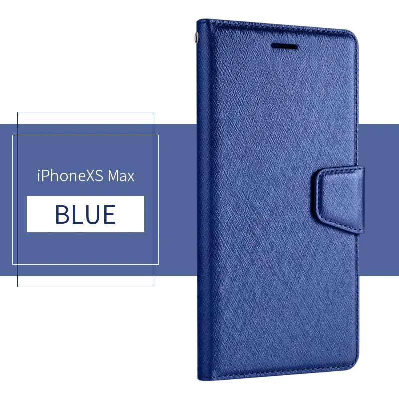 Blus Мягкий кожаный чехол для iPhone XR XS MAX 8 Plus 7Plus 8 7 6Plus 6S 6 flip wallet TPU case - Цвет: Blus