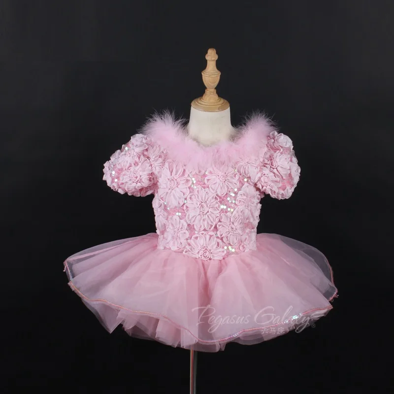 Детское балетное платье принцессы H2719 танцевальное с цветами для девочек