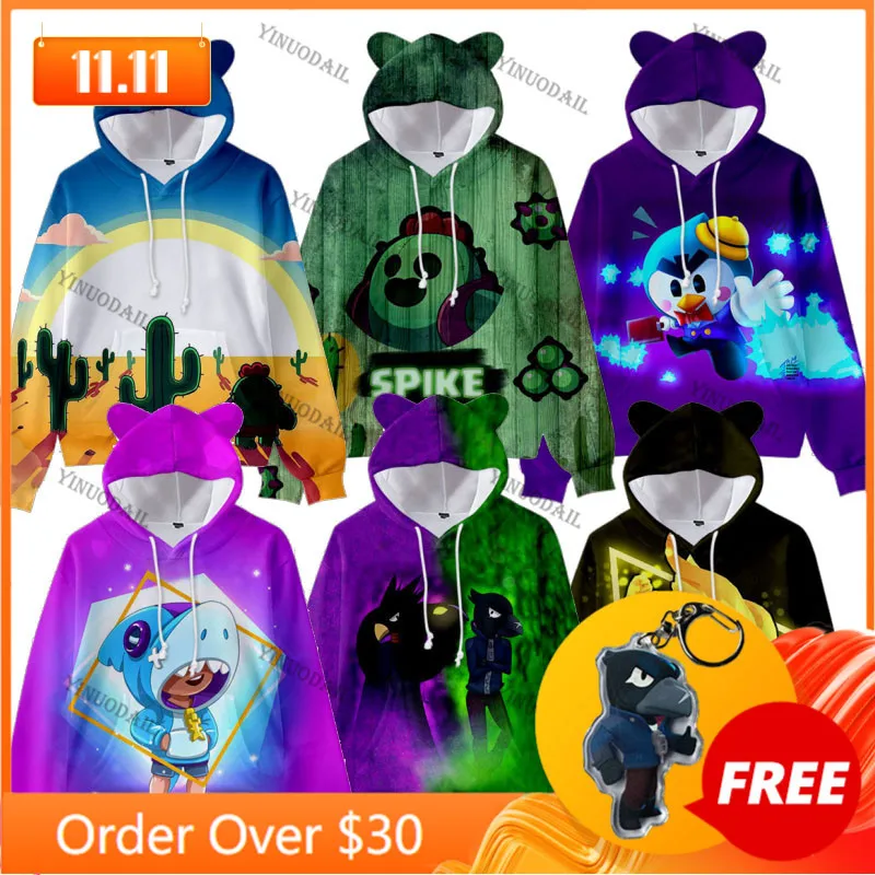 

Cute Cat Ear Kids Favorite Hoodie Long Sleeve Tops Teen Children's Wear Shooting Star Game MAX Boys Girls Sweatshirt