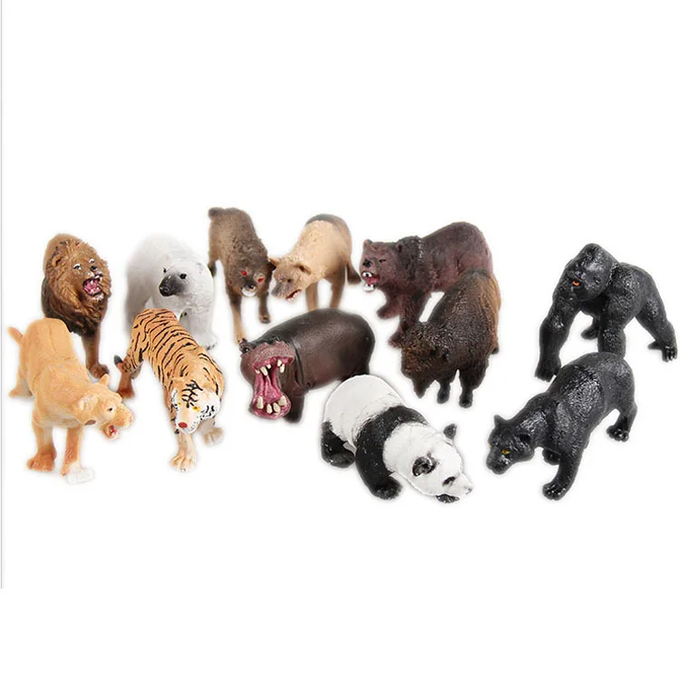 

12PCS/Set Forest Animal Tiger Fox Panda Model Action Figure Decoration Part