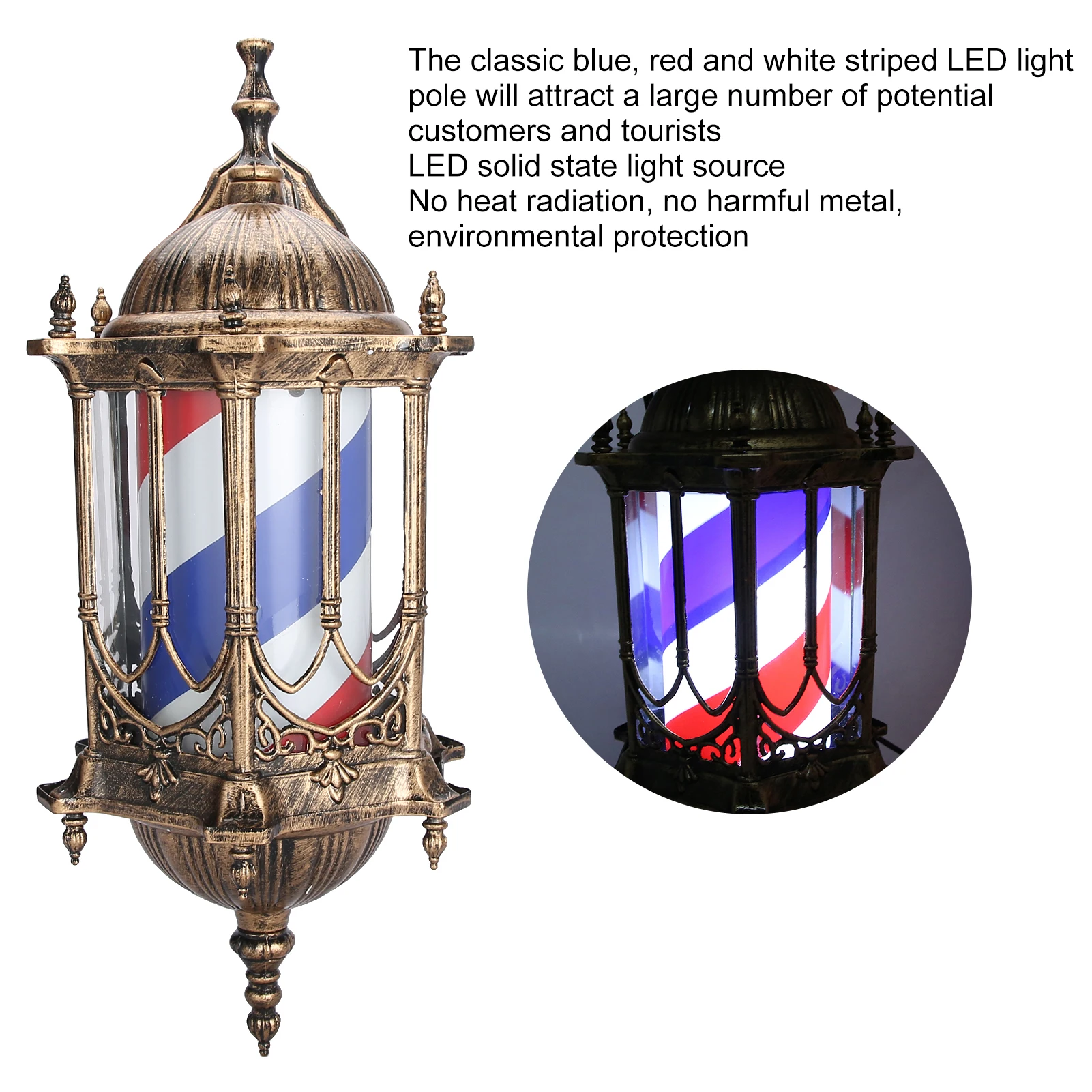 Водонепроницаемый барбершоп вращающийся светодиодный светильник настенный в