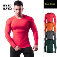 new 2021 four seasons fitness wear mens high elasticity breathable long sleeve quick dry t shirt basketball running sweat wear