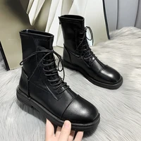 flat heel round toe womens boots autumn shoes lace up luxury designer boots women rock low ankle ladies fashion 2021 fabric rom