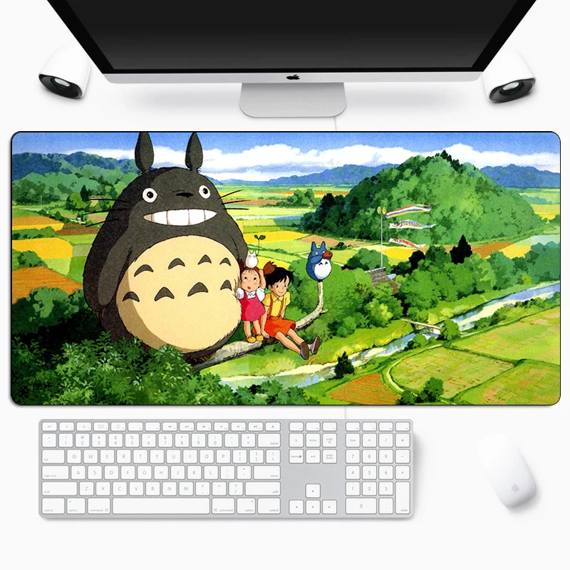 

80x40cm Cute Anime Tonari No Totoro Large Gaming Mousepad Gamer Otaku Cartoon Mouse pad Locking Edge Computer Keyboard Desk Mat