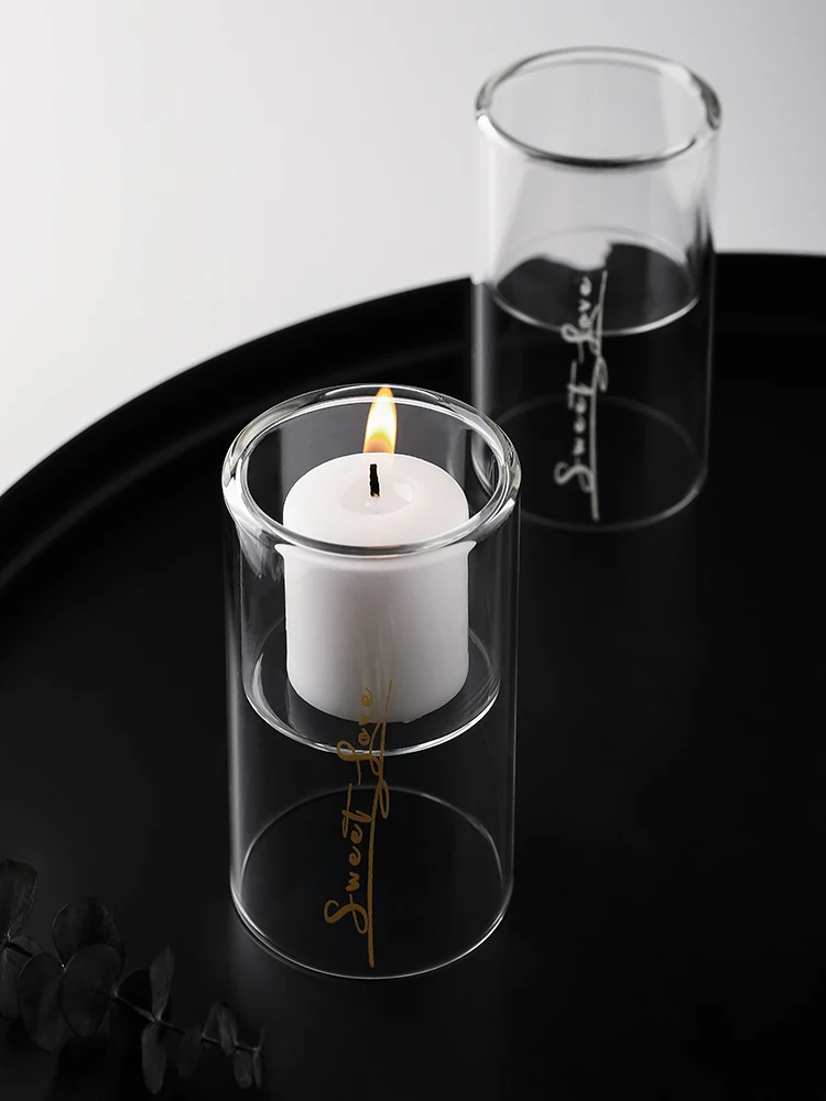 

Pillar Transparent Candle Holder Glass Nordic Style Candle Holder Romantic Wedding Coffee Table Farolillo Vela Home Decor WF50ZT