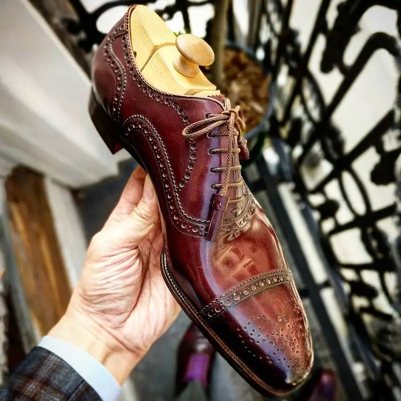 

Men PU Leather Fashion Shoes Low Heel Dress Shoes Brogue Shoes Spring Ankle Boots Vintage Classic Male Casual HA205