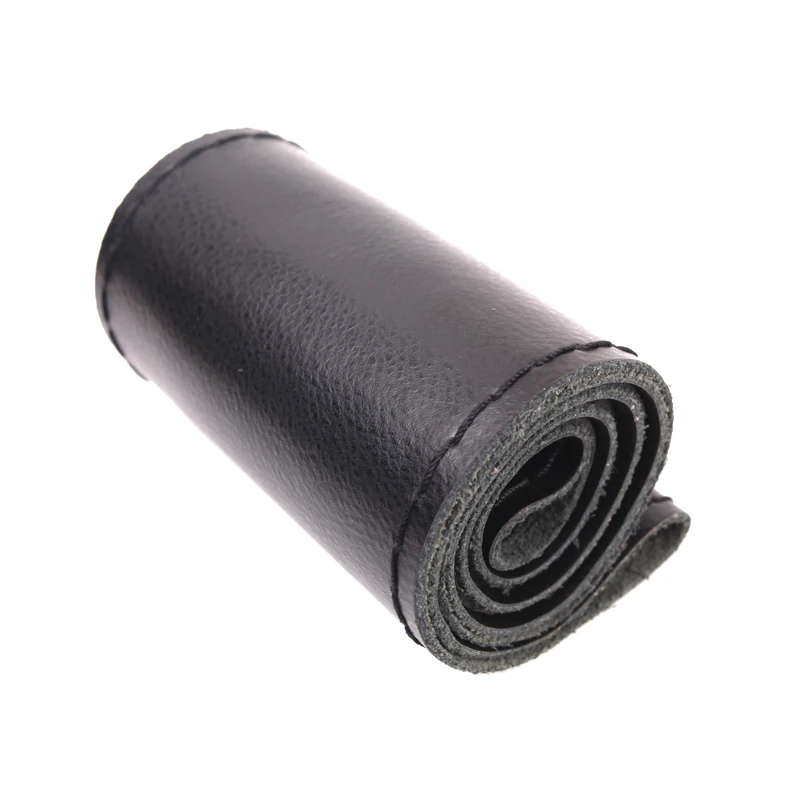 Black black line B Натуральная Кожа DIY рулевое колесо оплетка крышка рулевого колеса мягкое противоскользящее покрытие воловья оплетка с иглой и ниткой - Color Name: Black black line B