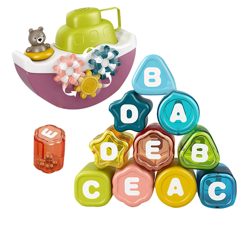 

Fun Baby Bath Water Playing Bath Boat Toy Color Recognition Water Game Toy For Child Early Education Bathroom Beach Bathing Set