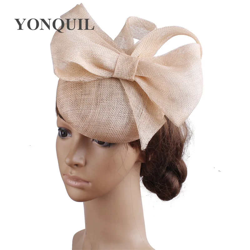 Высокое качество 4 Слои Sinamay Свадебные белой шляпкой для торжественного случая