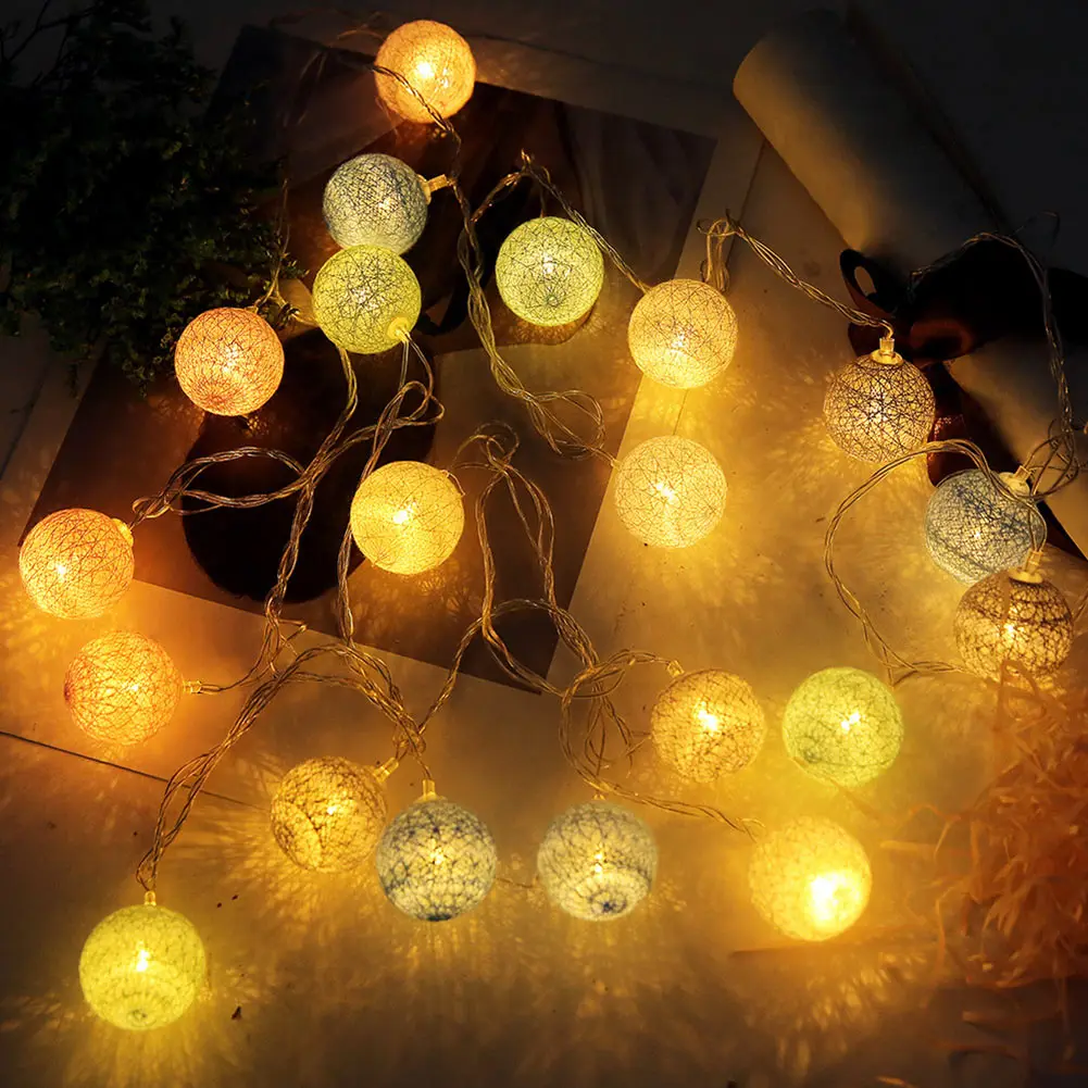 

3.55m 20 LEDs String Lights Cotton Thread Balls Home Decoration Lamp for Party Wedding US/EU Plug TT-best