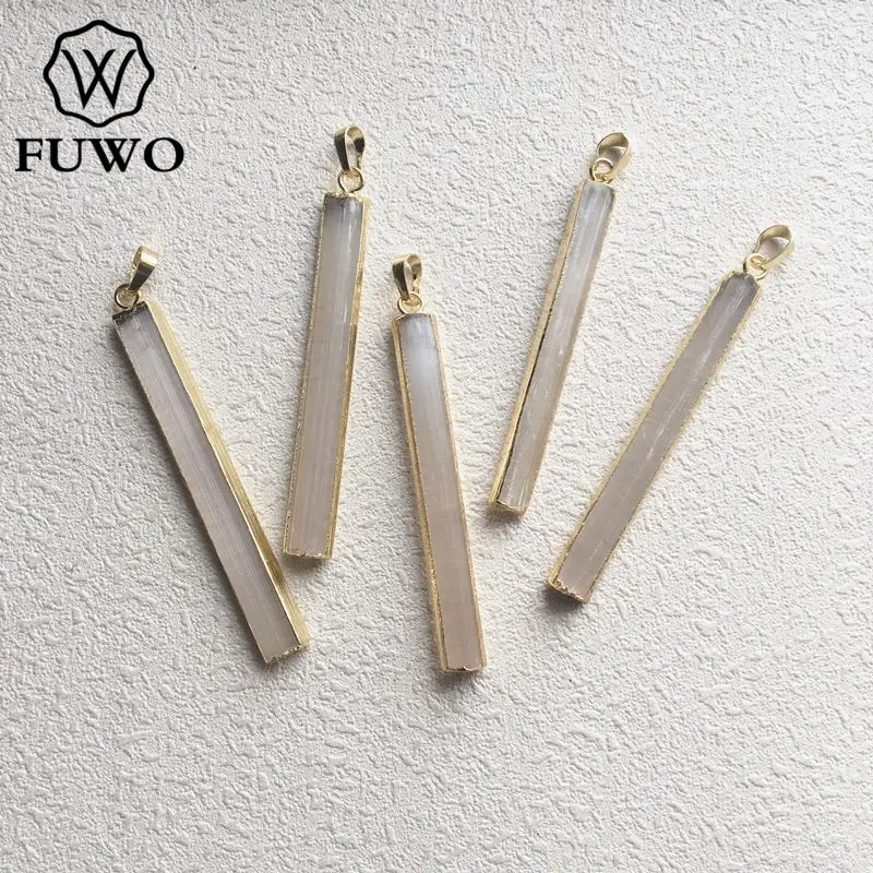 FUWO оптовая продажа подвесок из натурального селенита 24 каратное золото