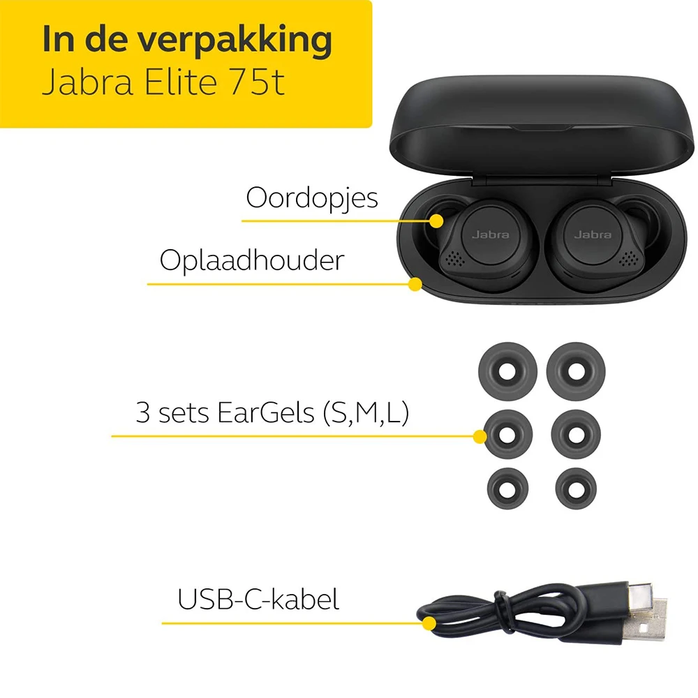 Беспроводные Bluetooth наушники Jabra Elite 75T спортивные Hi-Fi с костной проводимостью IP55