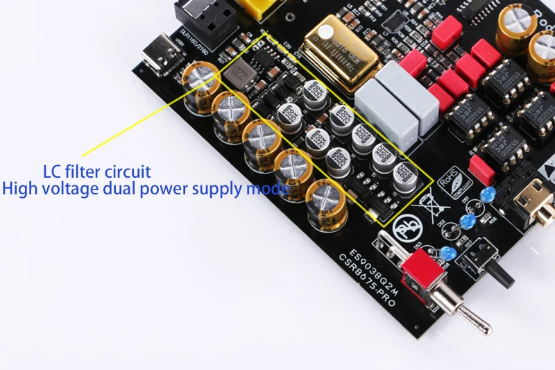 Hi-Fi ES9038Q2M плата ЦАП QCC5125 Bluetooth 5 0 24 бит 96 кГц RCA 3 мм аудио декодер усилитель для