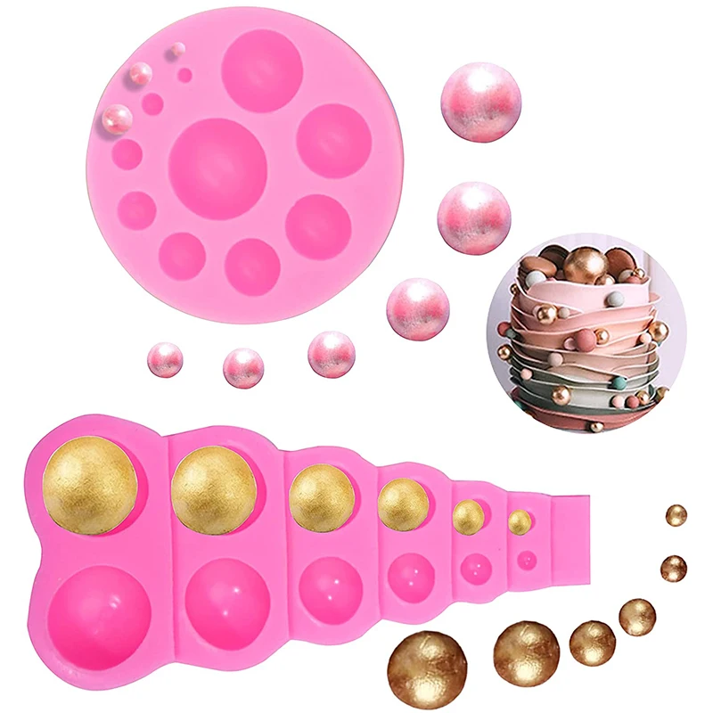 

DIY Pearl Fondant Mold Ball Pearl Semi Sphere Chocolate Silicone Molds Cake Decorating Sugar Lollipop Mold Bakeware Tool