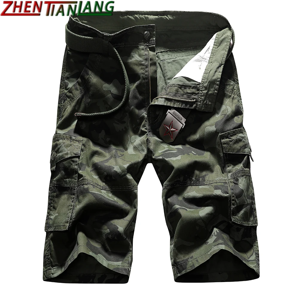 

Мужские шорты из чистого хлопка, повседневные камуфляжные шорты в стиле милитари, повседневные камуфляжные штаны с большим карманом