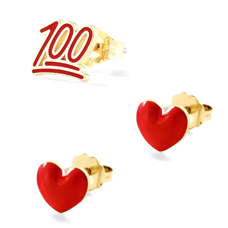 

New Earrings 100% Mini Oil Dripping Heart-Shaped Small Earrings 3-Piece Set Of Earrings For Women Girl Fashion Jewelry Gift