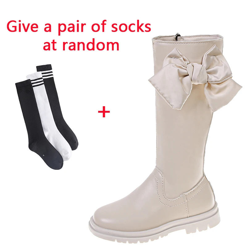 

Детские кроссовки до колена, модная обувь с высоким берцем, с бантом, Осень-зима