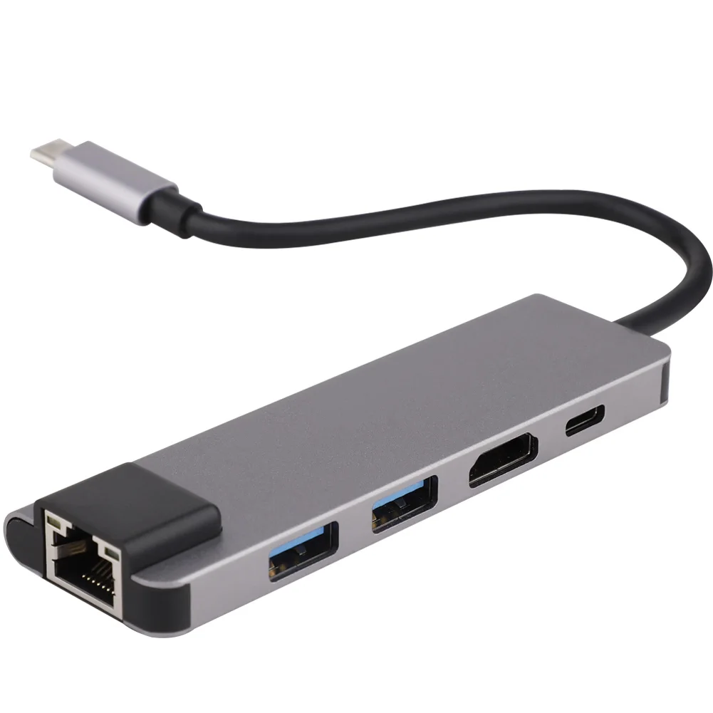 

5 in 1 USB Type C Hub Hdmi 4K USB C Hub to Gigabit Ethernet Rj45 Lan Adapter USB 3.0 Port for Laptops Notebooks