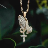 creative prayer hand necklace cross womens necklace mens faith god bless necklace cross prayer hand accessories