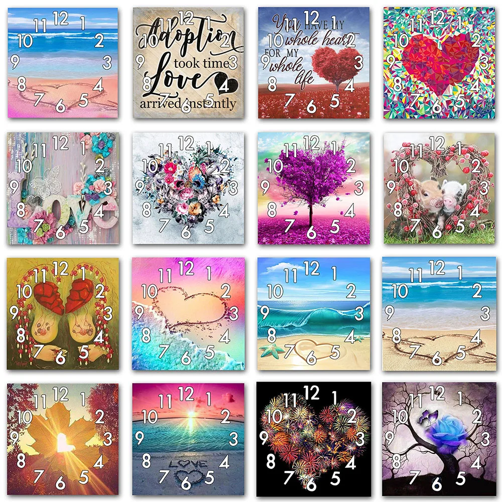 Алмазная 5D картина сделай сам 3d вышивка крестиком пейзаж любви и озера с часами