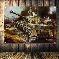 old weapon photos flag banner wehrmacht tiger tank ww ii military poster vintage canvas painting tapestry wall decoration m10