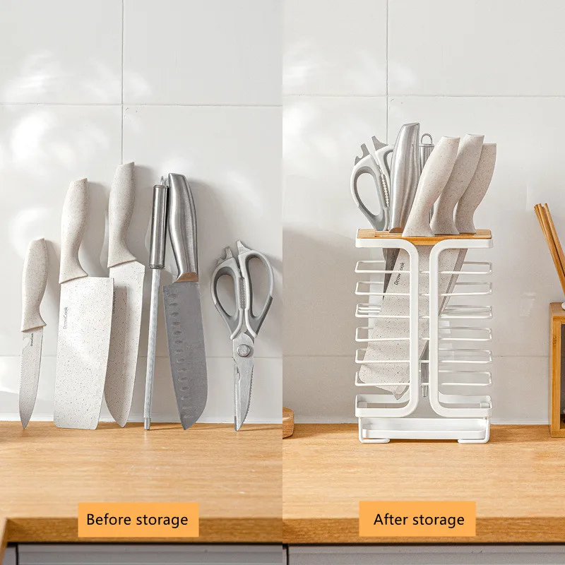 Kitchen iron with tray drain knife rack multifunctional countertop storage and sorting racks kitchen accessories | Дом и сад