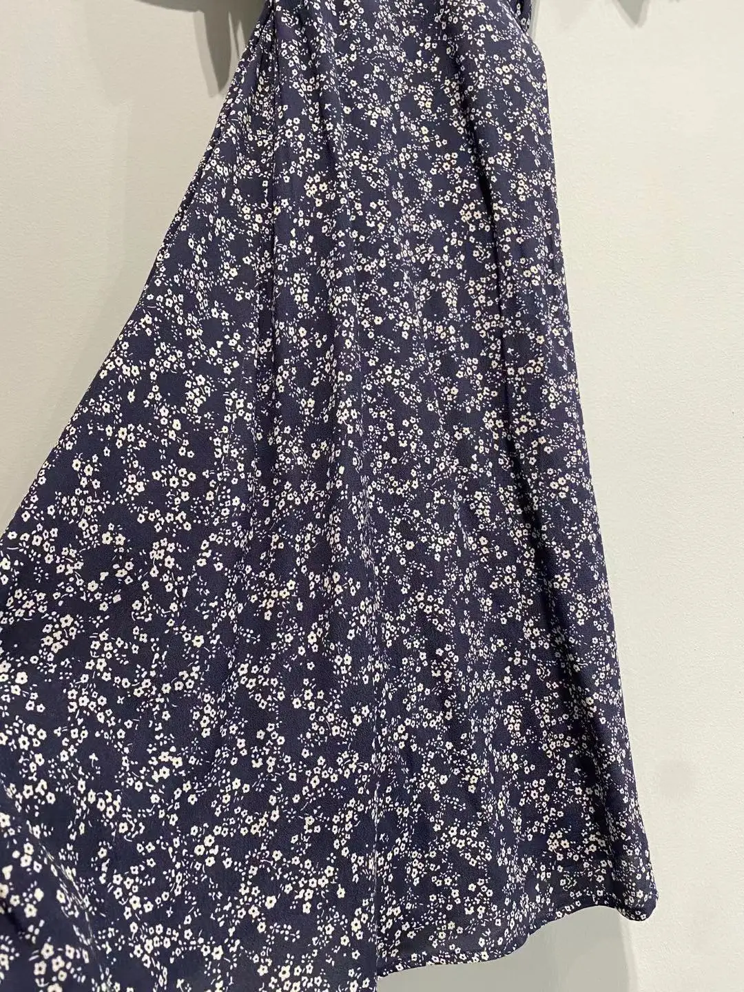 

2021 Early Spring New Fashion All-match Short-sleeved V-neck Printed Floral Wrap Long Dress Women