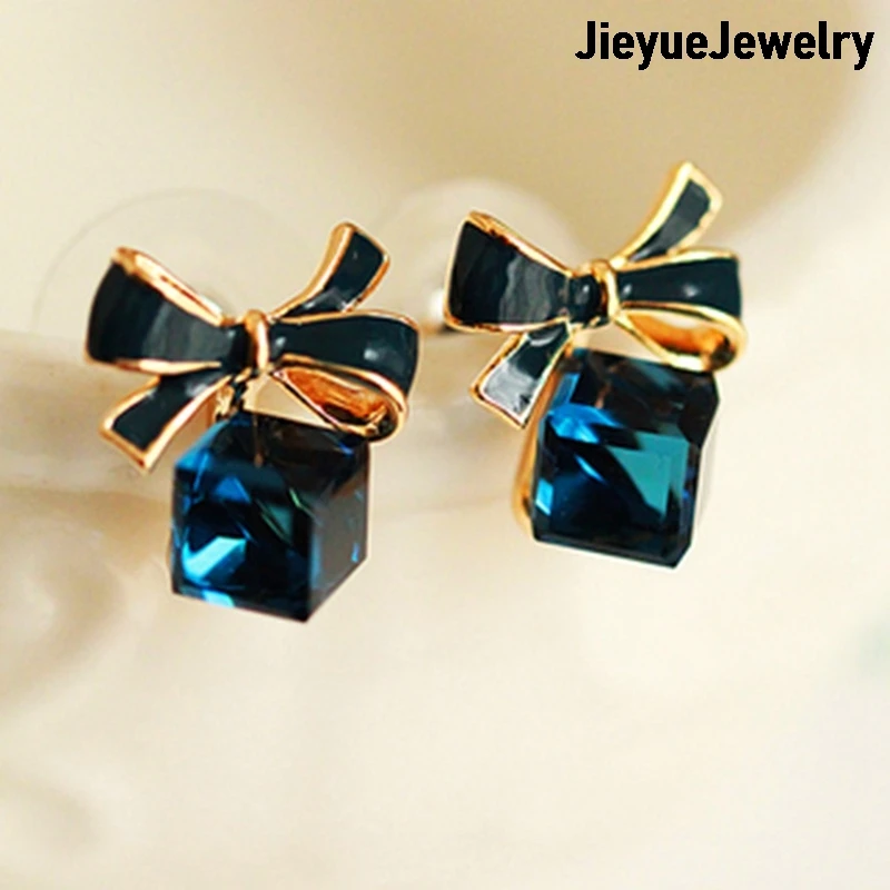 Хит продаж милые серьги в форме банта с кристаллами модные стильные циркониевые