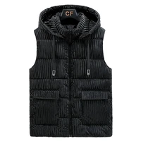 autumn winter glossy cotton vest mens hat can be removed from the vest loose black mens vest plus size 10xl 9xl 8xl 7xl160kg
