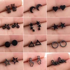 Женские Геометрические серьги Oly2u, маленькие серьги из нержавеющей стали, массивные ювелирные изделия, милые круглые серьги в форме сердца с лисой, ювелирное изделие