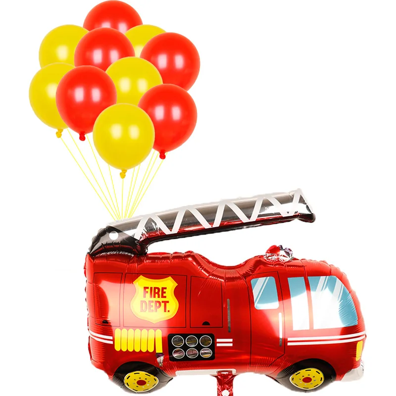 1 набор Мультяшные воздушные шары с номером автомобиля пожарная машина поезд