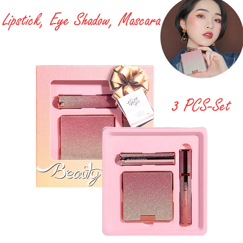 Косметический набор для макияжа губная помада тени век тушь ресниц полный