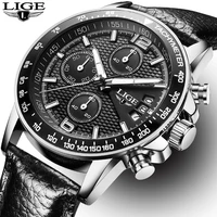 lige top brand luxury new mens watches quartz watch for men chronograph waterproof 30m sport leather watch relogio masculinobox