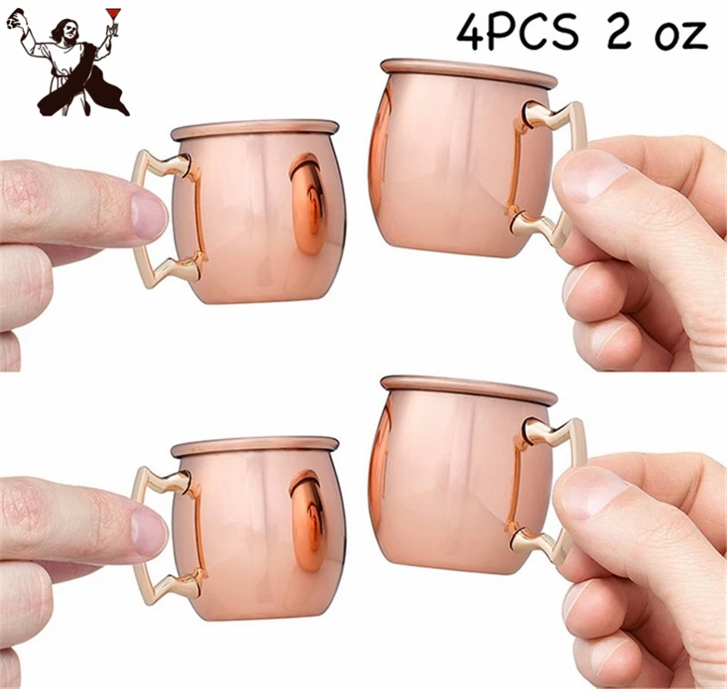 

4pcs Mini 2-Ounce Moscow Mule Copper Mugs Metal Mug Cup Personalized Cocktail Cup Stainless Steel Beer Wine Coffee Cup Bar Tools