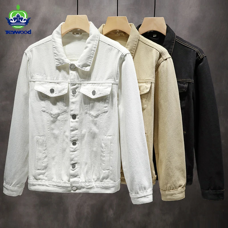 

Jeywood Brand Autumn Winter Denim Jacket Men Trendy Fashion Pocket Cotton White Black Khaki Denim Coat Male Cowboy Jackets M-3XL
