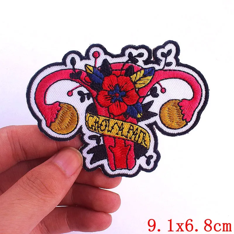 Hippie Letter Patches Iron On Clothes Cartoon Heart Embroideried For Clothing Stickers DIY Feminist Applique | Дом и сад