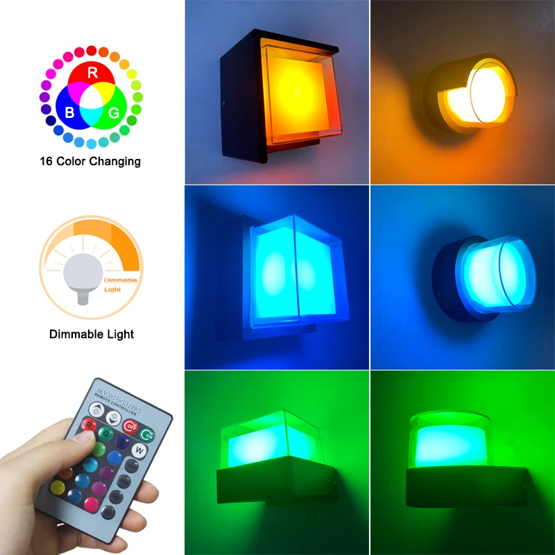 Acrylic Outdoor LED Waterproof Wall Light Staircase Garden Courtyard Door Lamp Decoration RGB Colourful Bar Party Install | Лампы и