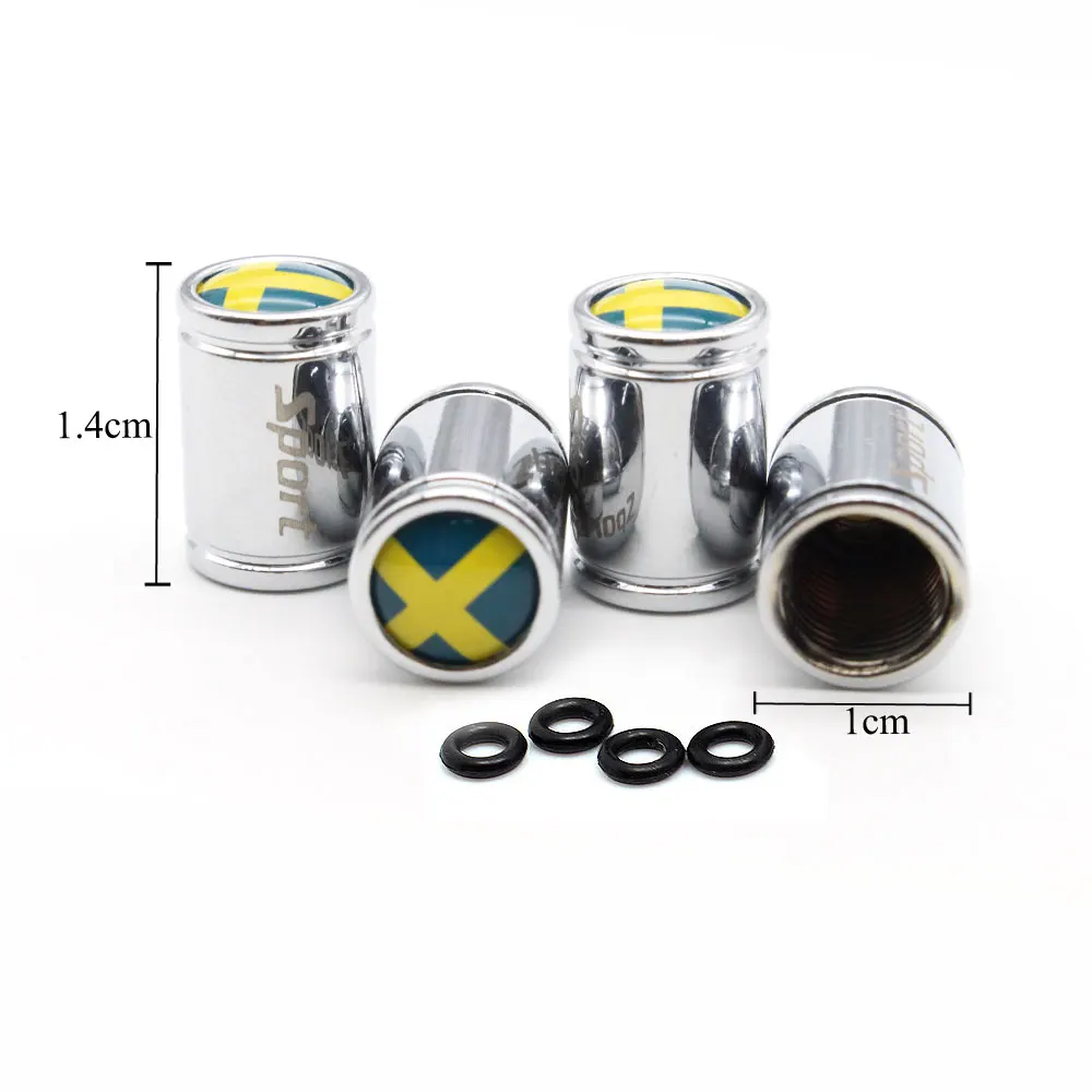 4 Pcs/Set Copper +Chrome Sweden flag Style Tire Valve Stem Cap Wheel Air Caps for Auto Cars|Стержни и колпачки клапана| |