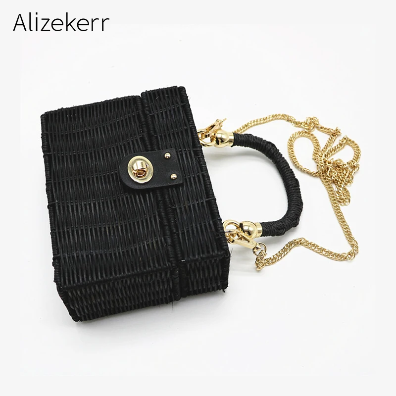 Женская Плетеная соломенная сумка летняя пляжная в коробке плетеная Сумка из