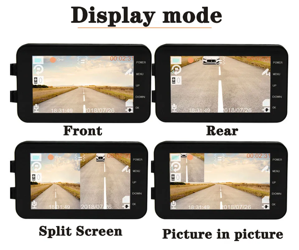 Wifi Motorcycle DVR Camera HD 1080P 4 Inch Dash Cam Moto Waterproof Dual Lens 170 Degree Angle Front Rear View Video Recorder