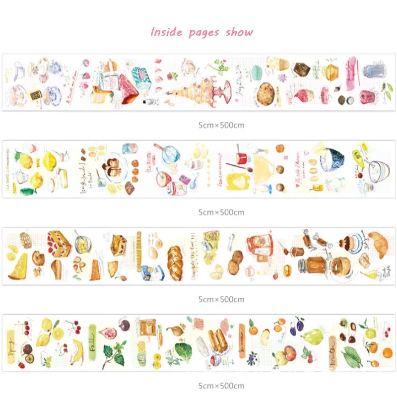 

12Roll Food tape funning creative hand-painted stickers candy color cute DIY handmade cutting wholesale 5M