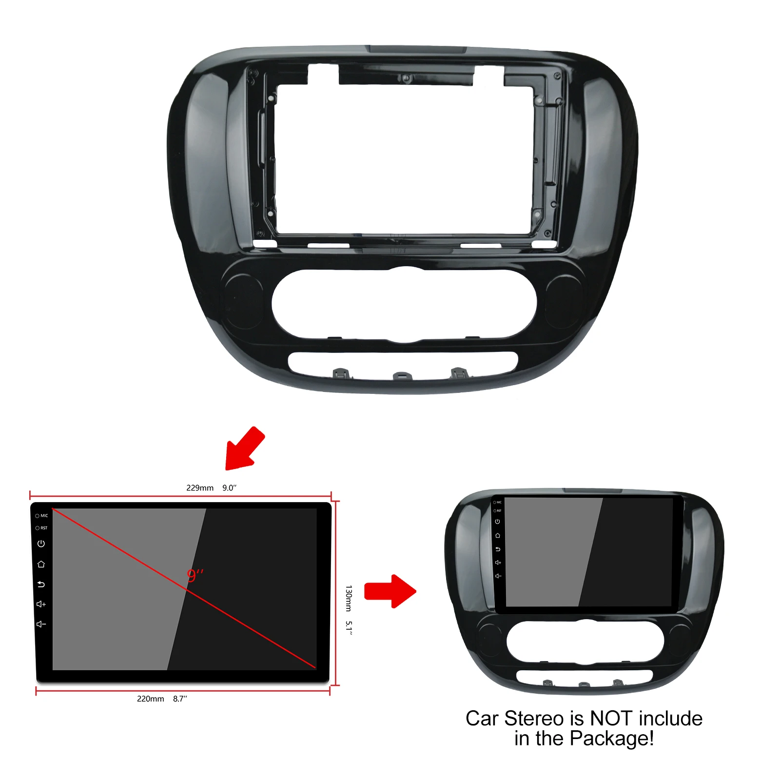 

2Din 1Din Car CD DVD Frame Audio Fitting Adaptor Dash Trim Kits Facia Panel 9inch For Kia SOUL 2014-2018 Double Radio Player