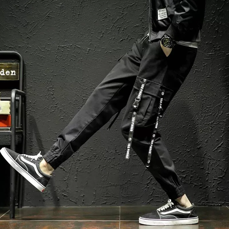 

Pockets Cargo Pants Men Streetwear Casual Jogger Fashion Tactical Trousers Tide Harajuku Pants Males Autumn Solid Pants Boys