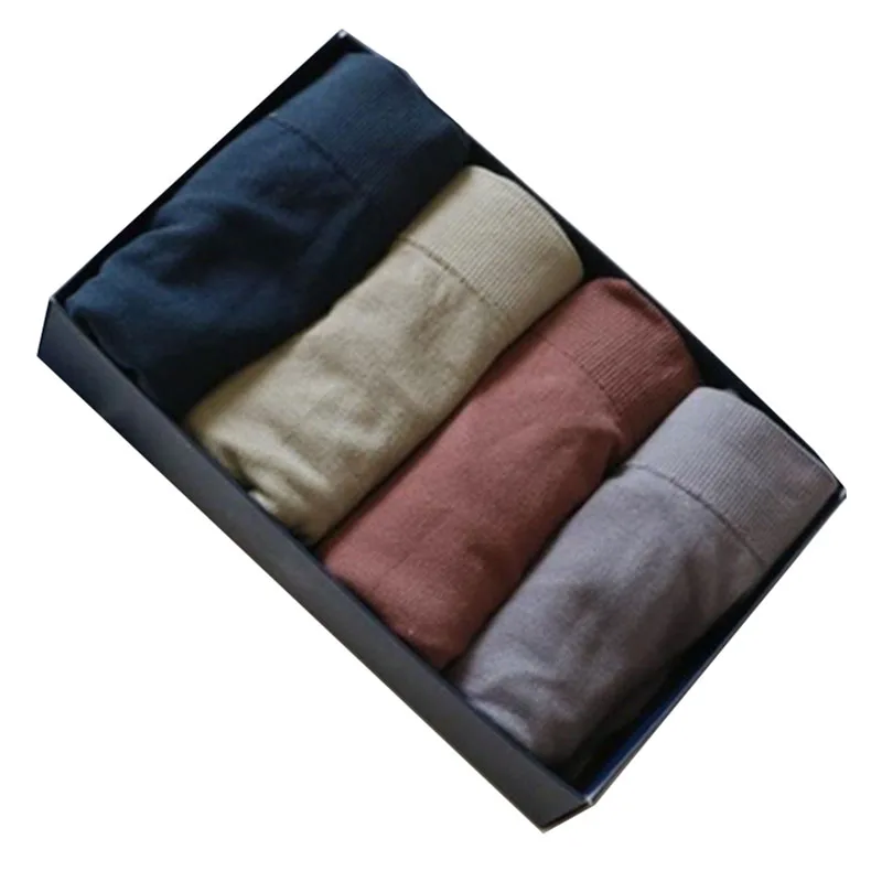 

4pcs Men's Boxer Briefs Large Size Boxer Briefs Simple Soft Breathable Underpants Solid Color Autumn And Winter Models