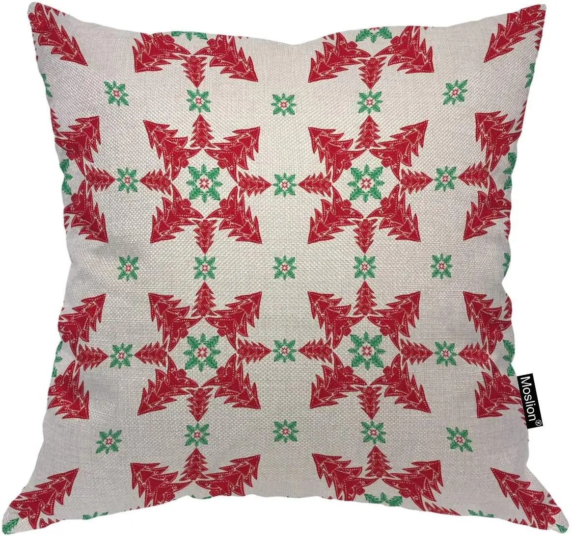 

Pillow Cover Winter Christmas Tree Snowflake Leaves Throw Pillow CaseAccent Pillow Cotton Linen Canvas Square